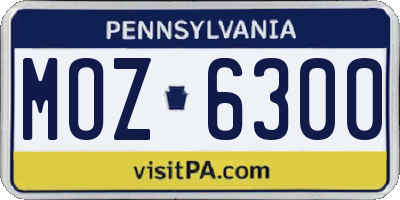 PA license plate MOZ6300