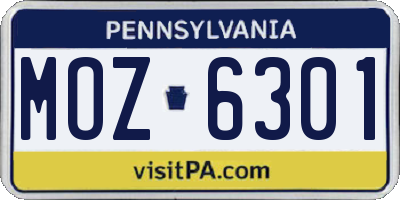 PA license plate MOZ6301