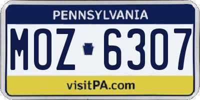 PA license plate MOZ6307