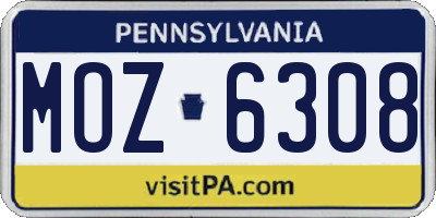 PA license plate MOZ6308