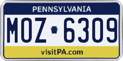 PA license plate MOZ6309