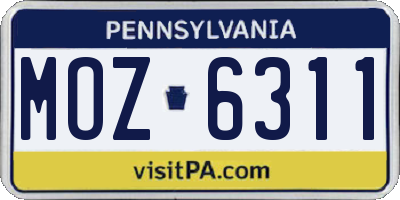 PA license plate MOZ6311