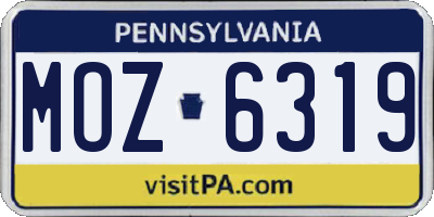 PA license plate MOZ6319