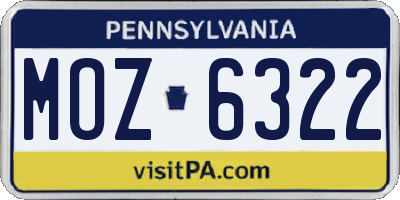 PA license plate MOZ6322