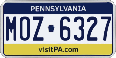 PA license plate MOZ6327