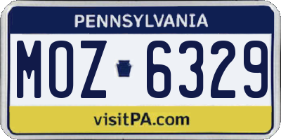 PA license plate MOZ6329