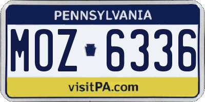 PA license plate MOZ6336