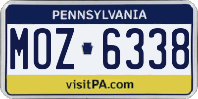 PA license plate MOZ6338