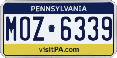 PA license plate MOZ6339