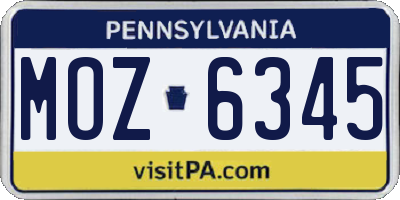 PA license plate MOZ6345