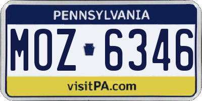 PA license plate MOZ6346