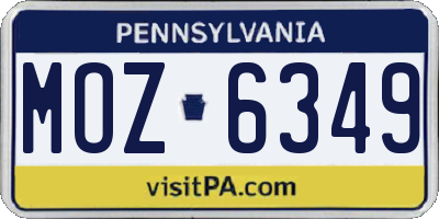 PA license plate MOZ6349