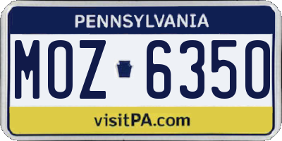 PA license plate MOZ6350
