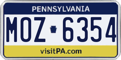 PA license plate MOZ6354