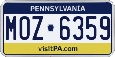 PA license plate MOZ6359