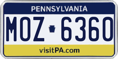 PA license plate MOZ6360