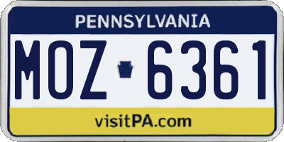 PA license plate MOZ6361