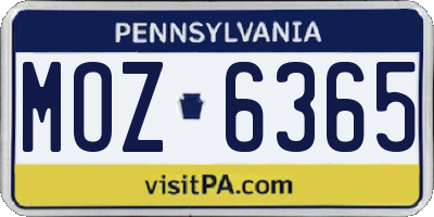 PA license plate MOZ6365