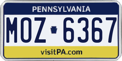 PA license plate MOZ6367