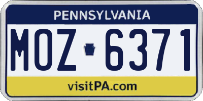 PA license plate MOZ6371