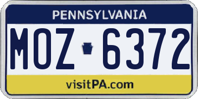 PA license plate MOZ6372