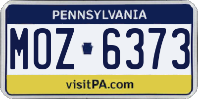 PA license plate MOZ6373