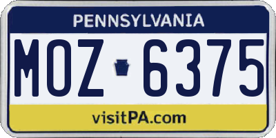 PA license plate MOZ6375