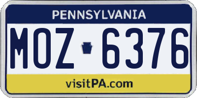 PA license plate MOZ6376