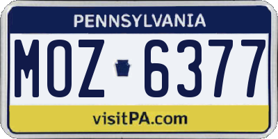 PA license plate MOZ6377