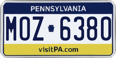 PA license plate MOZ6380