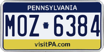PA license plate MOZ6384