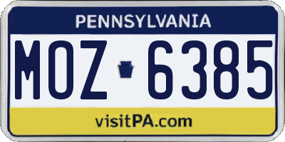PA license plate MOZ6385