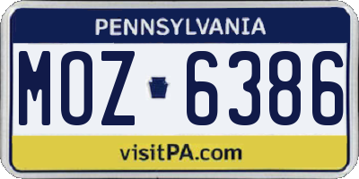 PA license plate MOZ6386