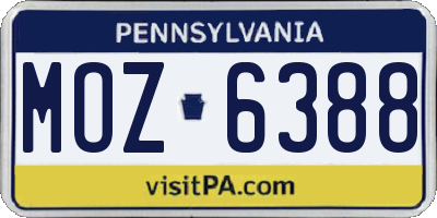 PA license plate MOZ6388