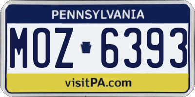 PA license plate MOZ6393
