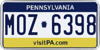 PA license plate MOZ6398