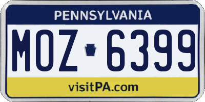 PA license plate MOZ6399