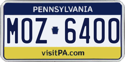 PA license plate MOZ6400
