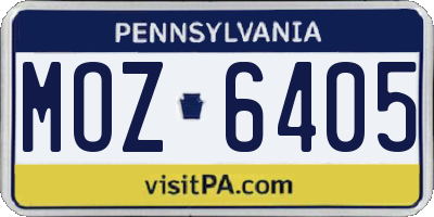 PA license plate MOZ6405