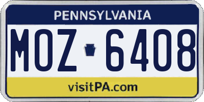 PA license plate MOZ6408