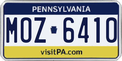 PA license plate MOZ6410