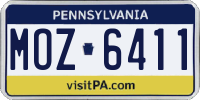 PA license plate MOZ6411