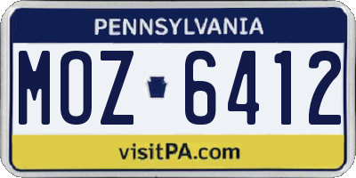 PA license plate MOZ6412