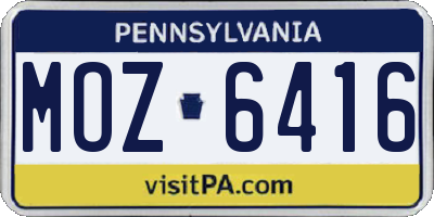PA license plate MOZ6416