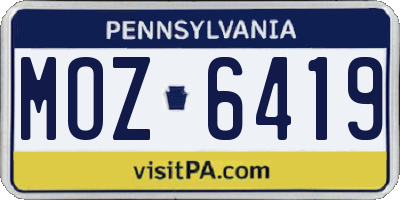 PA license plate MOZ6419