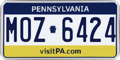 PA license plate MOZ6424