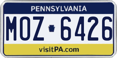 PA license plate MOZ6426