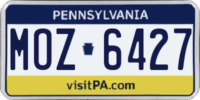 PA license plate MOZ6427