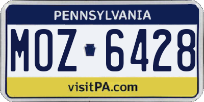 PA license plate MOZ6428