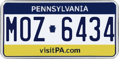 PA license plate MOZ6434